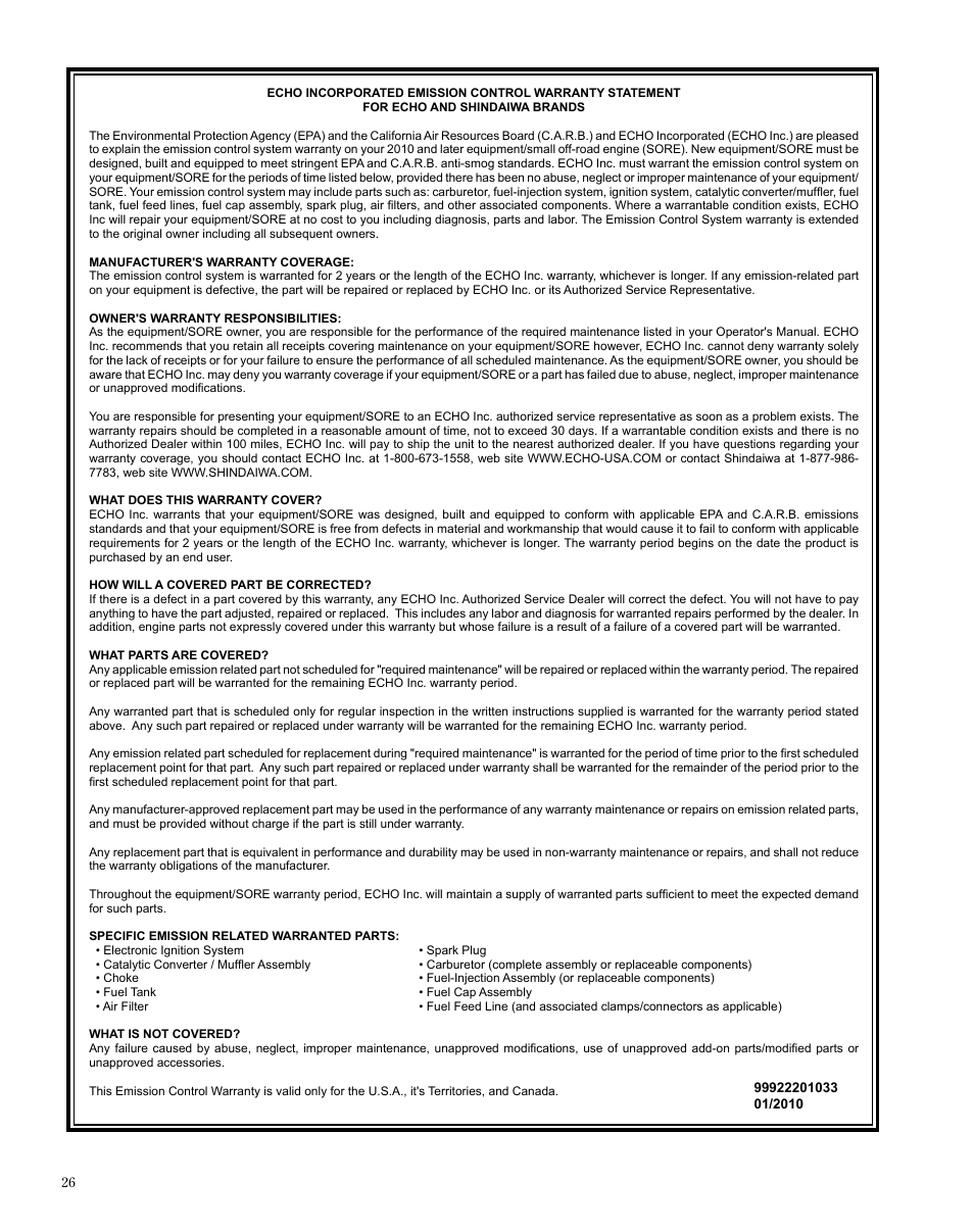 Shindaiwa X7502872100 User Manual | Page 26 / 28