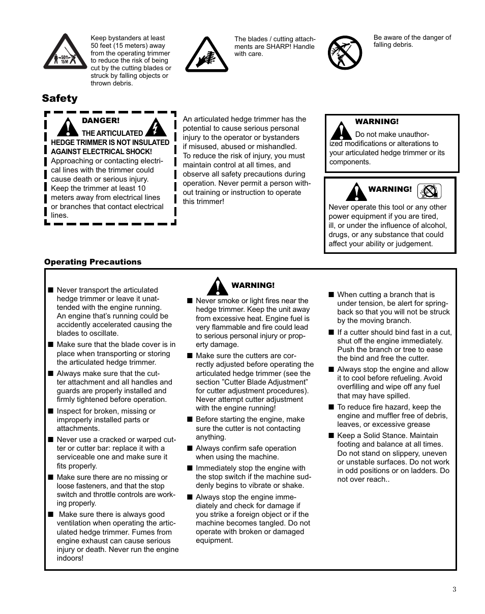 Safety | Shindaiwa X7502872100 User Manual | Page 3 / 28