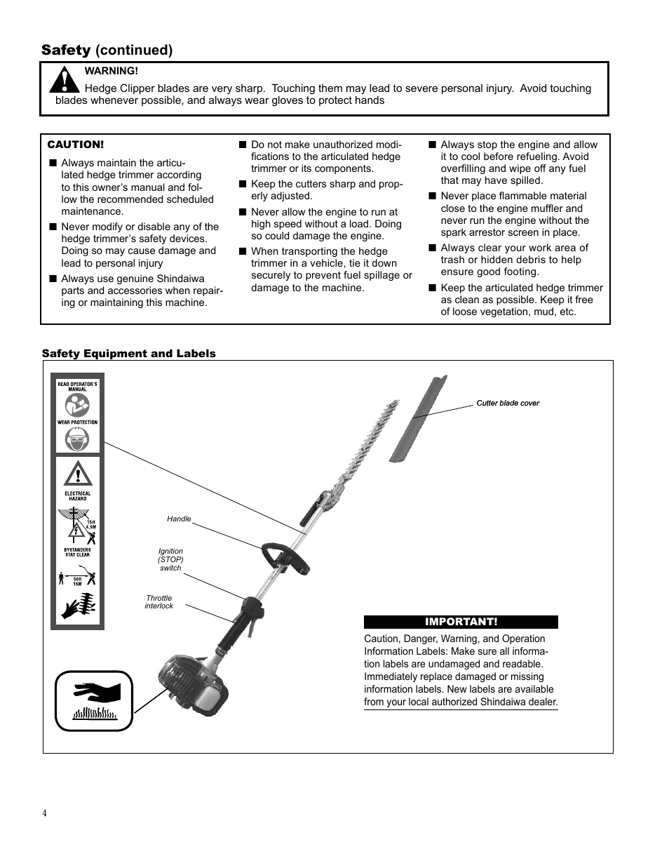 Safety (continued) | Shindaiwa X7502872100 User Manual | Page 4 / 28