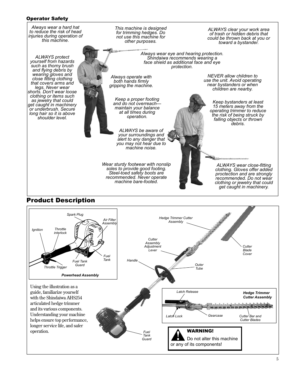 Product description | Shindaiwa X7502872100 User Manual | Page 5 / 28