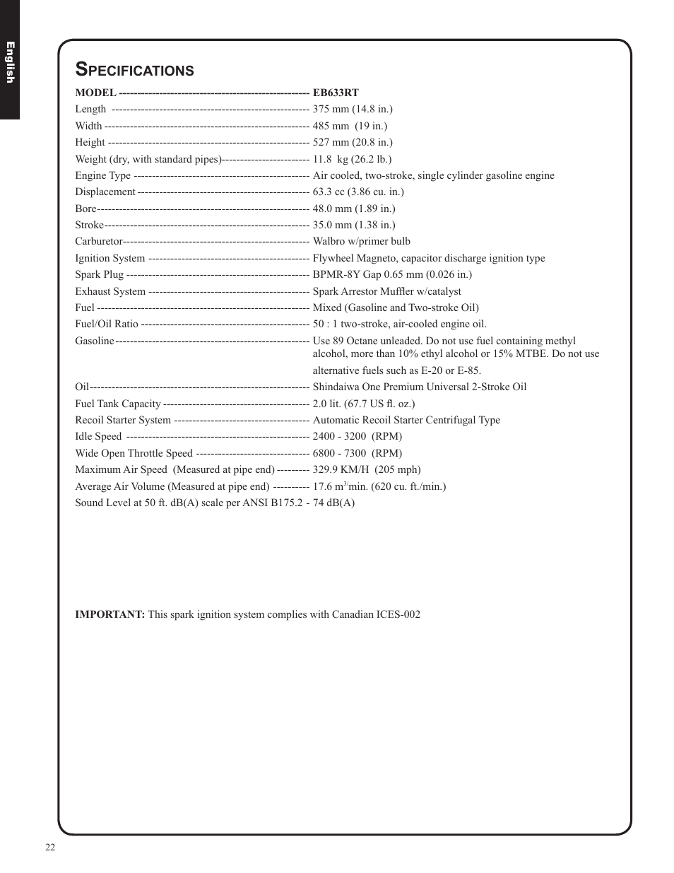 Shindaiwa EB633RT User Manual | Page 22 / 72