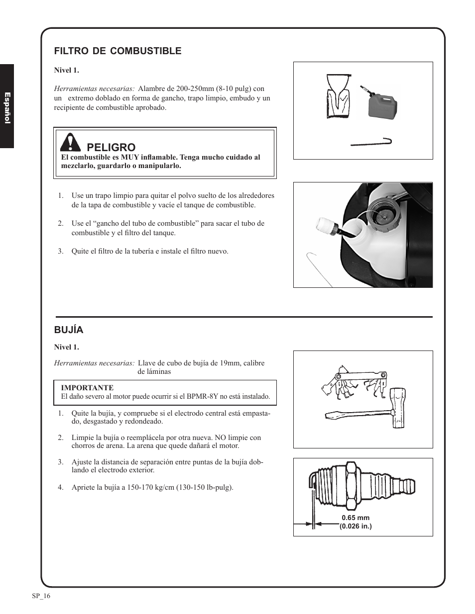 Peligro | Shindaiwa EB633RT User Manual | Page 40 / 72