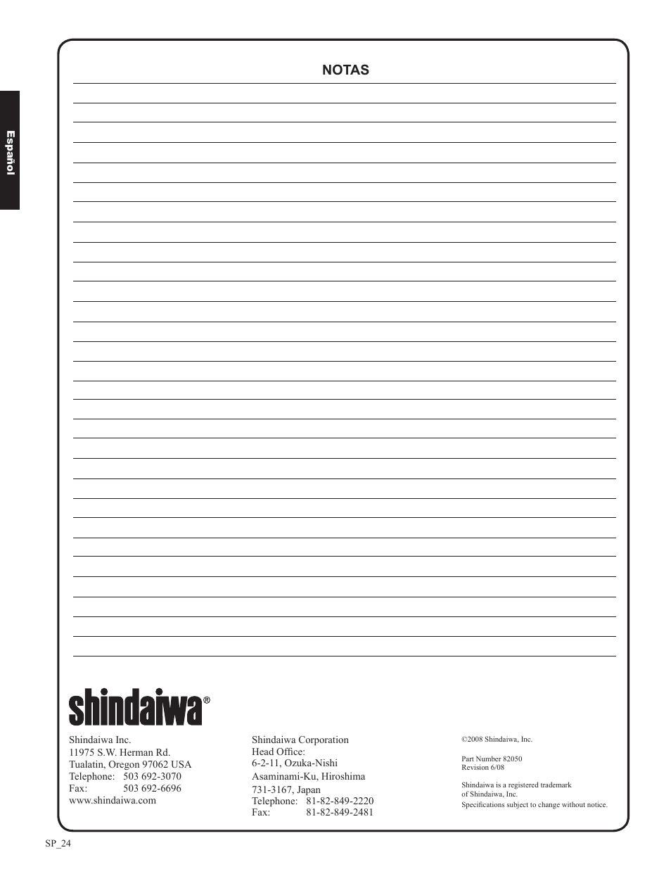 Notas | Shindaiwa EB633RT User Manual | Page 48 / 72