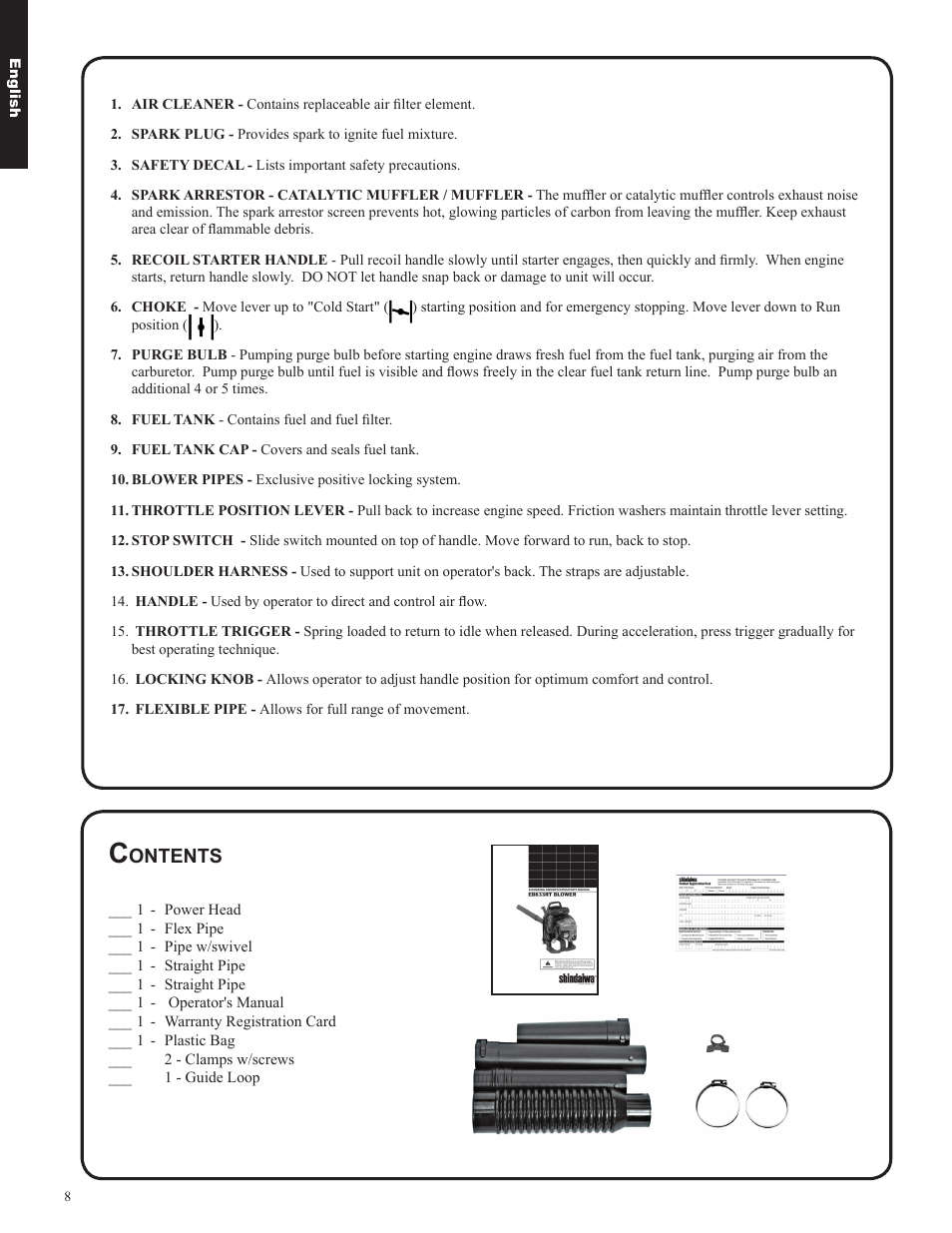 Ontents | Shindaiwa EB633RT User Manual | Page 8 / 72