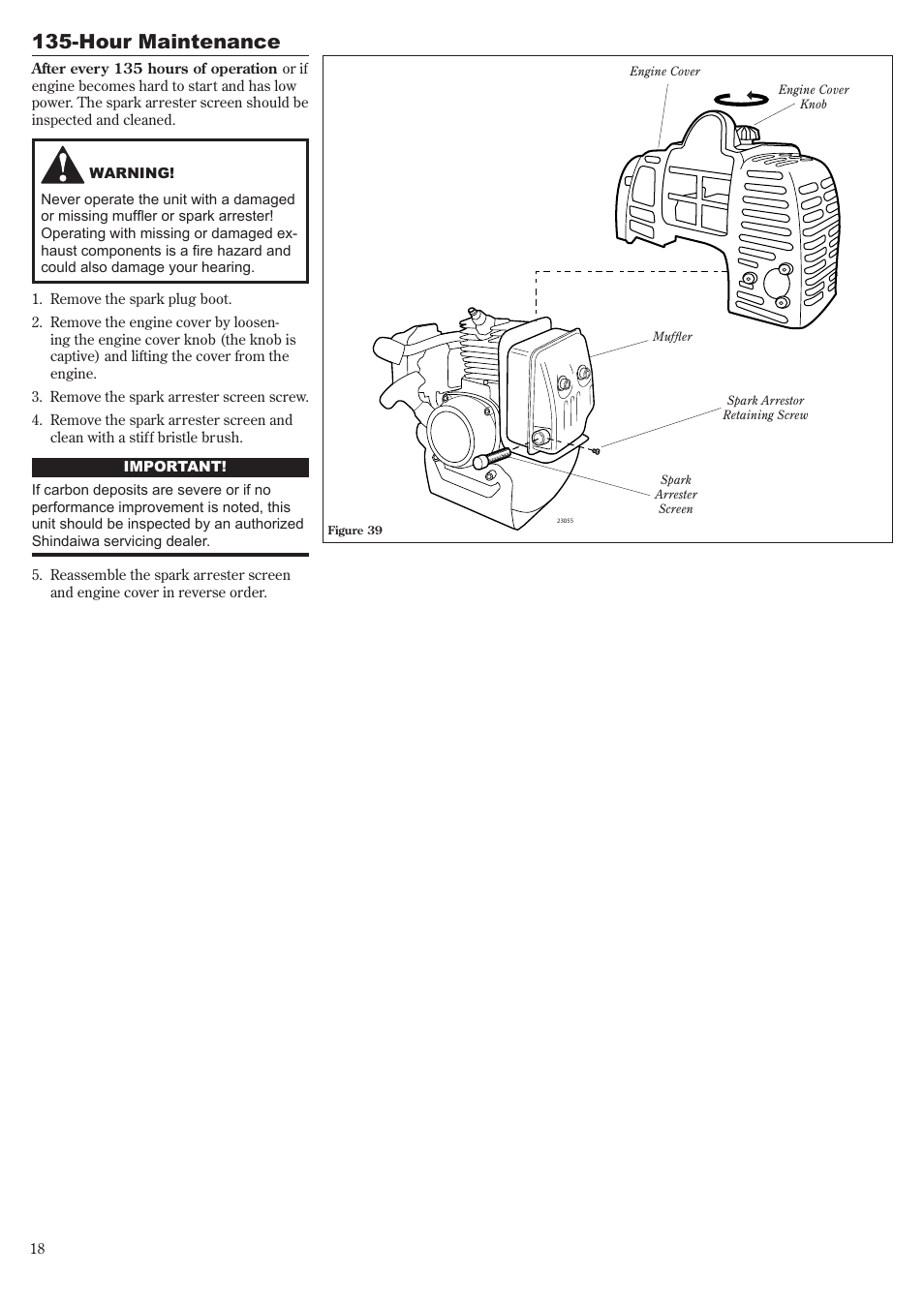Hour maintenance | Shindaiwa T230 User Manual | Page 18 / 24