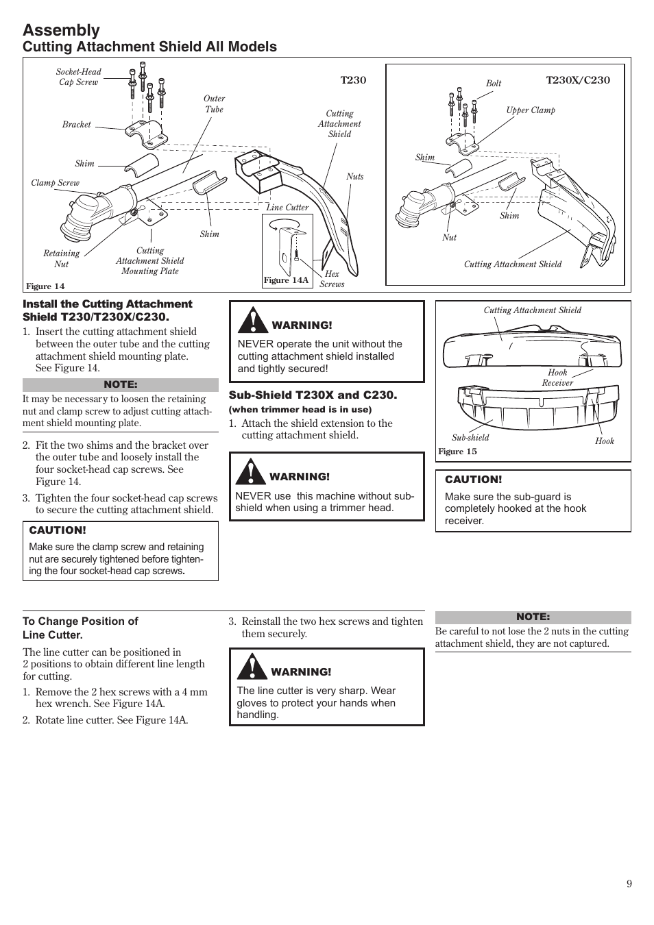 Assembly, Cutting attachment shield all models | Shindaiwa T230 User Manual | Page 9 / 24