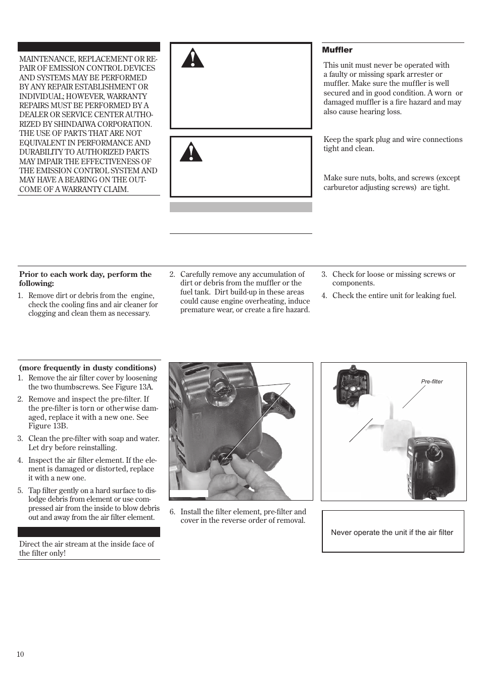 Maintenance | Shindaiwa GP3410 User Manual | Page 10 / 60