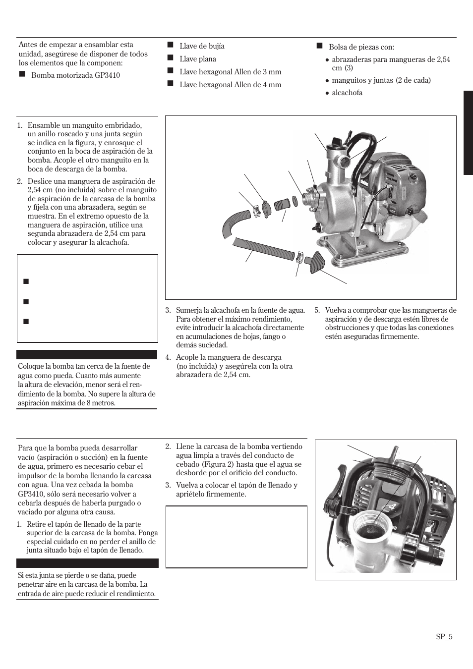 Montaje | Shindaiwa GP3410 User Manual | Page 25 / 60