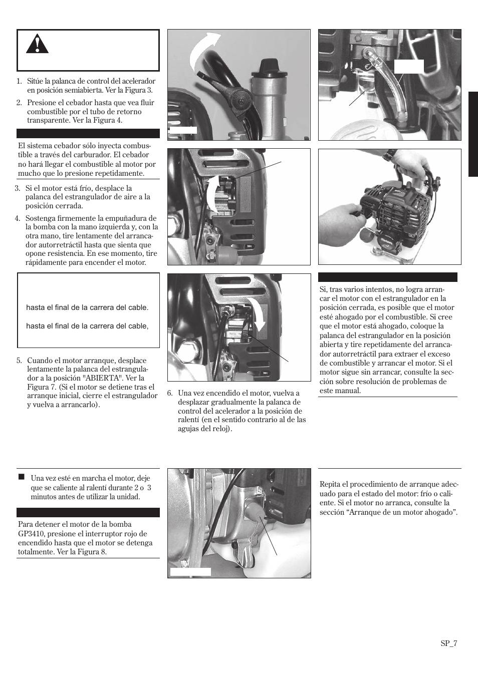 Arranque del motor | Shindaiwa GP3410 User Manual | Page 27 / 60