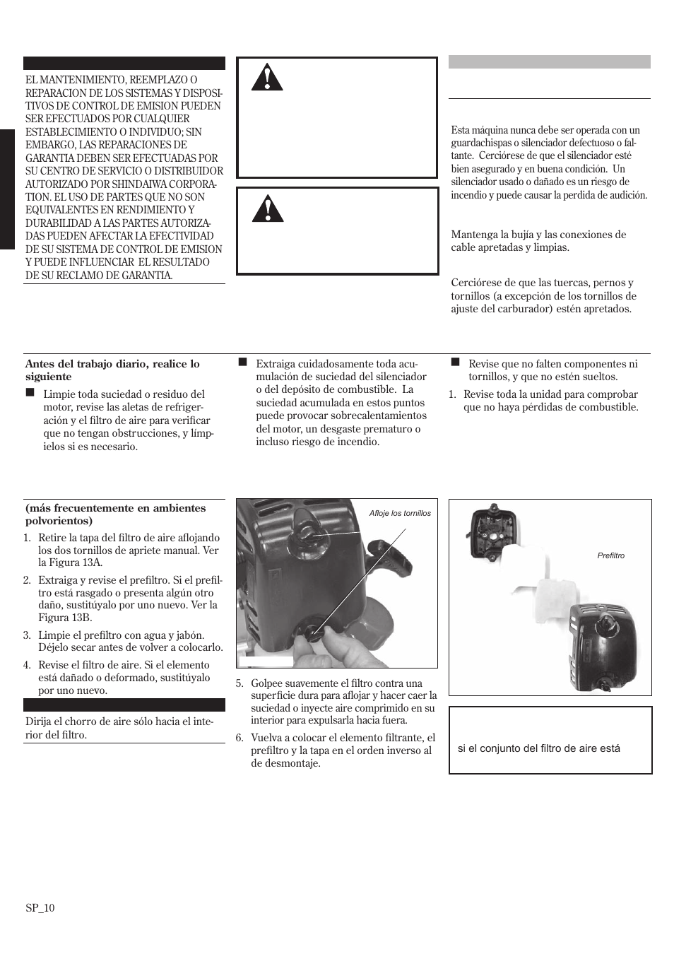 Mantenimiento | Shindaiwa GP3410 User Manual | Page 30 / 60