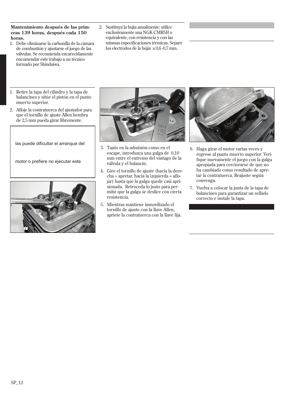 Mantenimiento | Shindaiwa GP3410 User Manual | Page 32 / 60