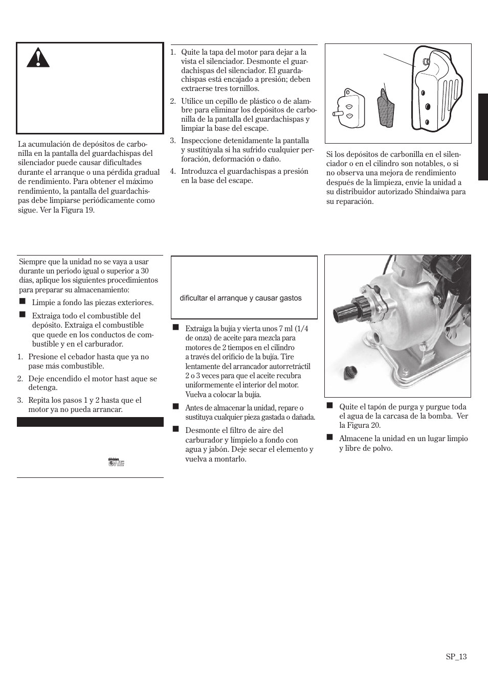 Almacenamiento a largo plazo, Mantenimiento | Shindaiwa GP3410 User Manual | Page 33 / 60