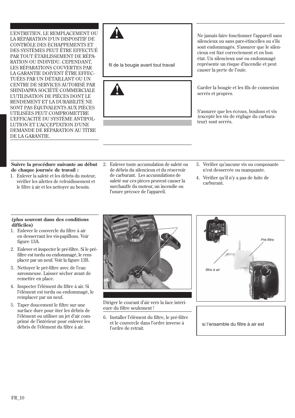 Entretien | Shindaiwa GP3410 User Manual | Page 50 / 60