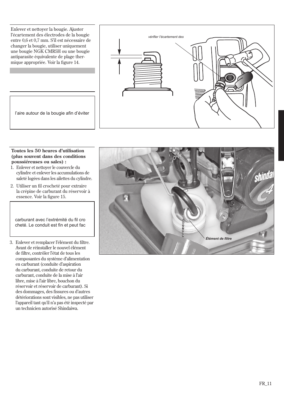 Entretien (suite) | Shindaiwa GP3410 User Manual | Page 51 / 60