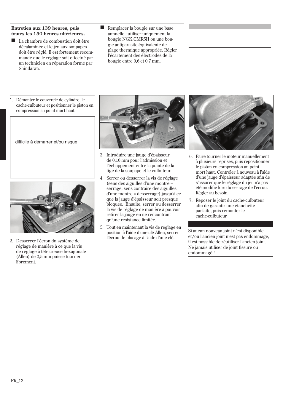 Entretien (suite) | Shindaiwa GP3410 User Manual | Page 52 / 60