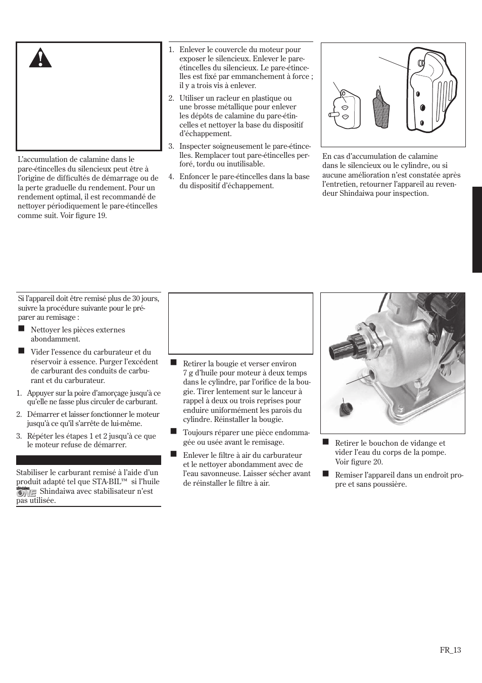 Remisage à long terme, Entretien (suite) | Shindaiwa GP3410 User Manual | Page 53 / 60