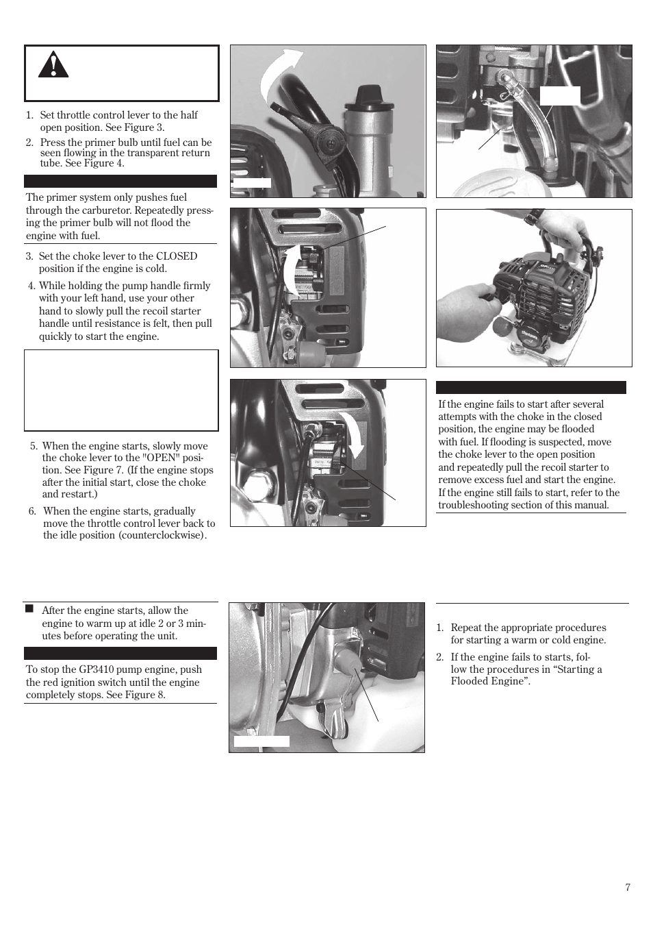 Starting the engine | Shindaiwa GP3410 User Manual | Page 7 / 60