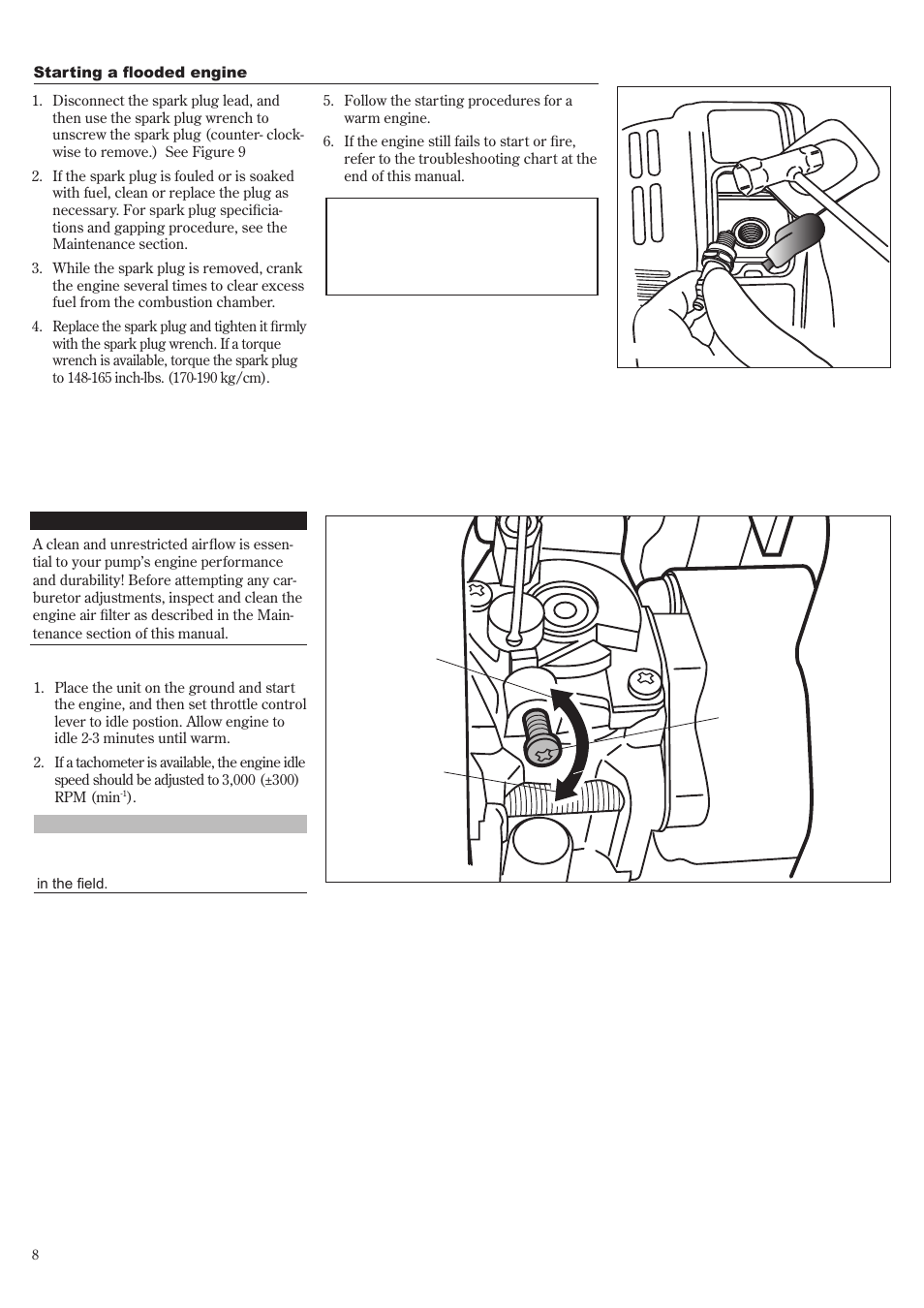 Adjusting engine idle, Starting the engine (continued) | Shindaiwa GP3410 User Manual | Page 8 / 60