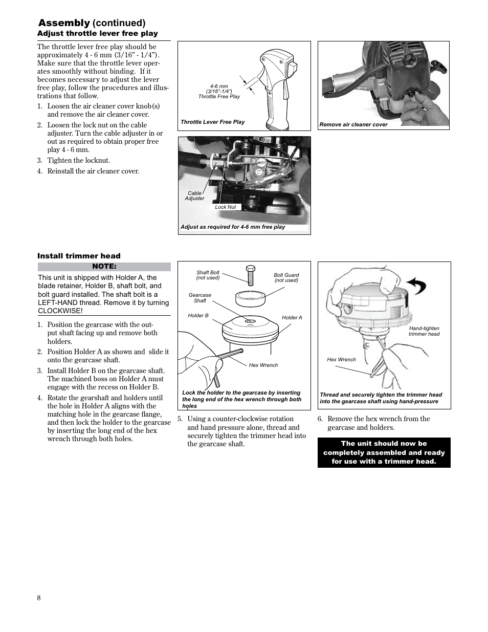 Assembly (continued) | Shindaiwa 89303 User Manual | Page 8 / 72