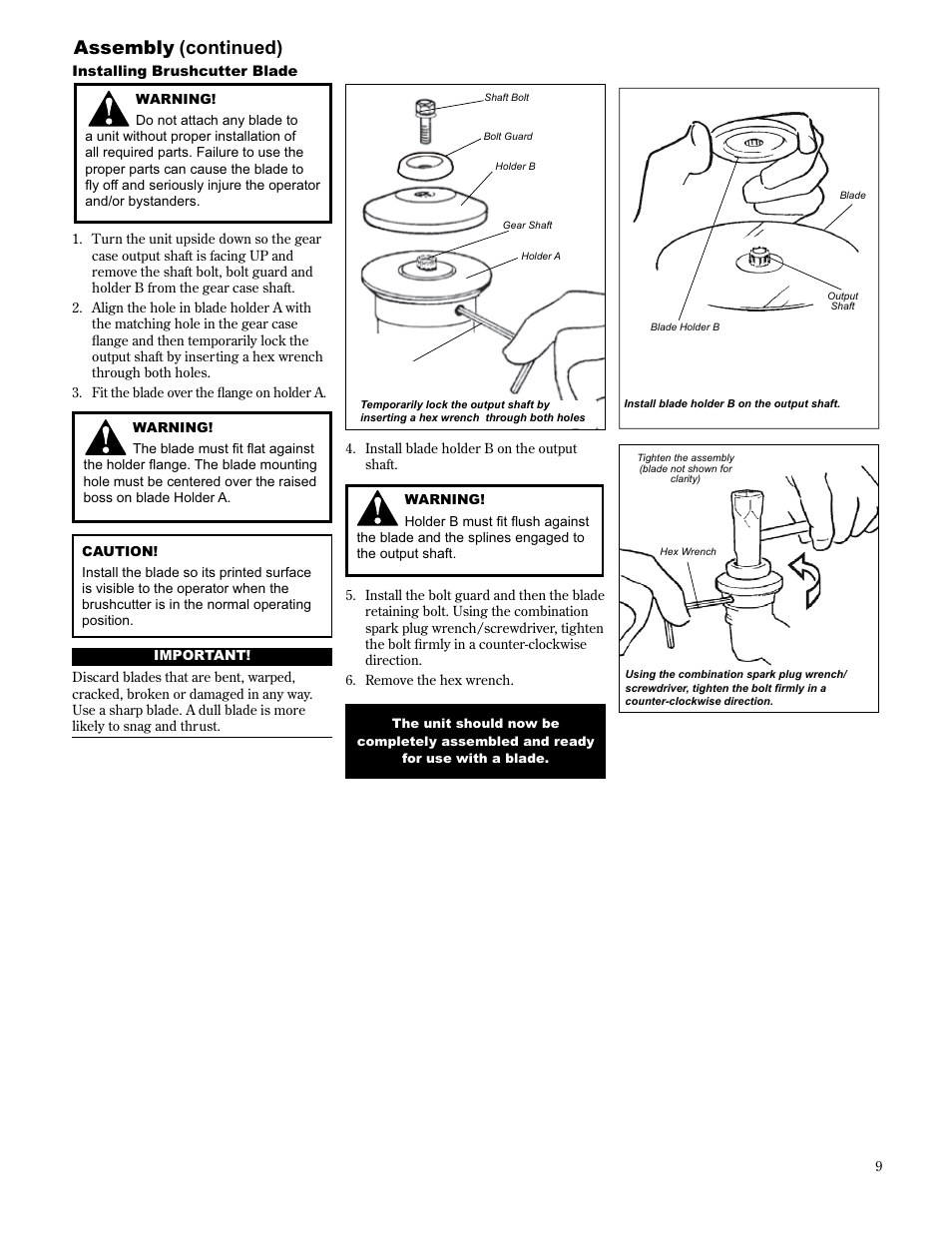 Assembly (continued) | Shindaiwa 89303 User Manual | Page 9 / 72