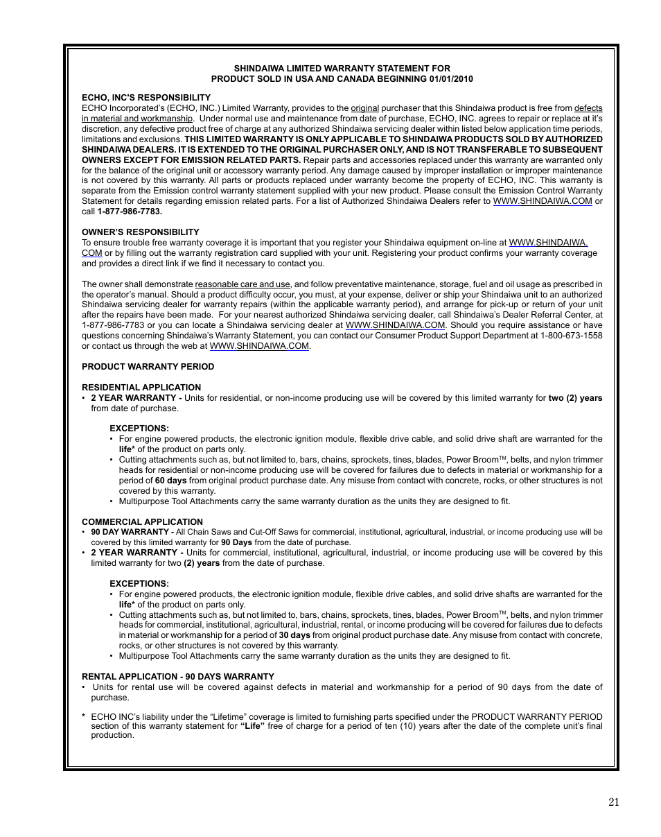 Shindaiwa MULTiPURPOSE TOOL CaRRiER M254 User Manual | Page 21 / 24