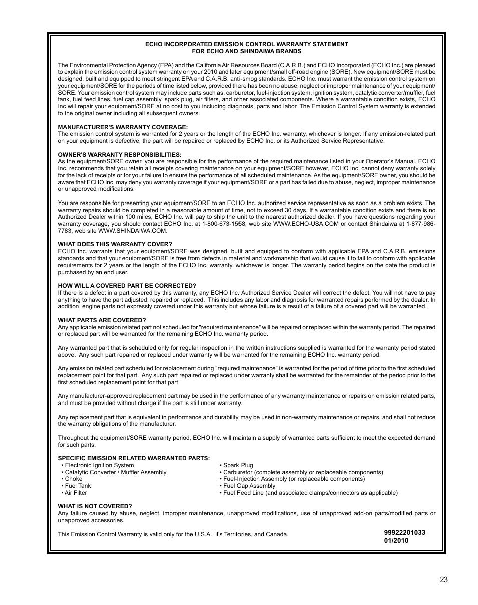 Shindaiwa MULTiPURPOSE TOOL CaRRiER M254 User Manual | Page 23 / 24