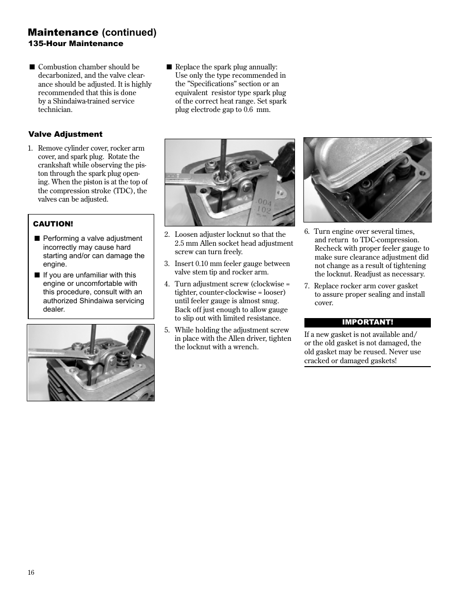 Maintenance (continued) | Shindaiwa AH254 User Manual | Page 16 / 28