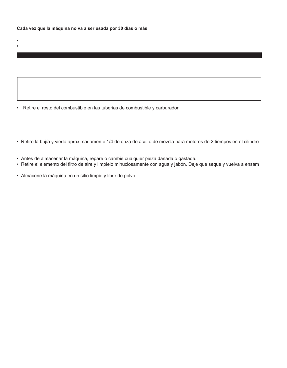 Air filter, Fuel filter, Almacenamiento prolongado | Shindaiwa X7502862800 User Manual | Page 46 / 56