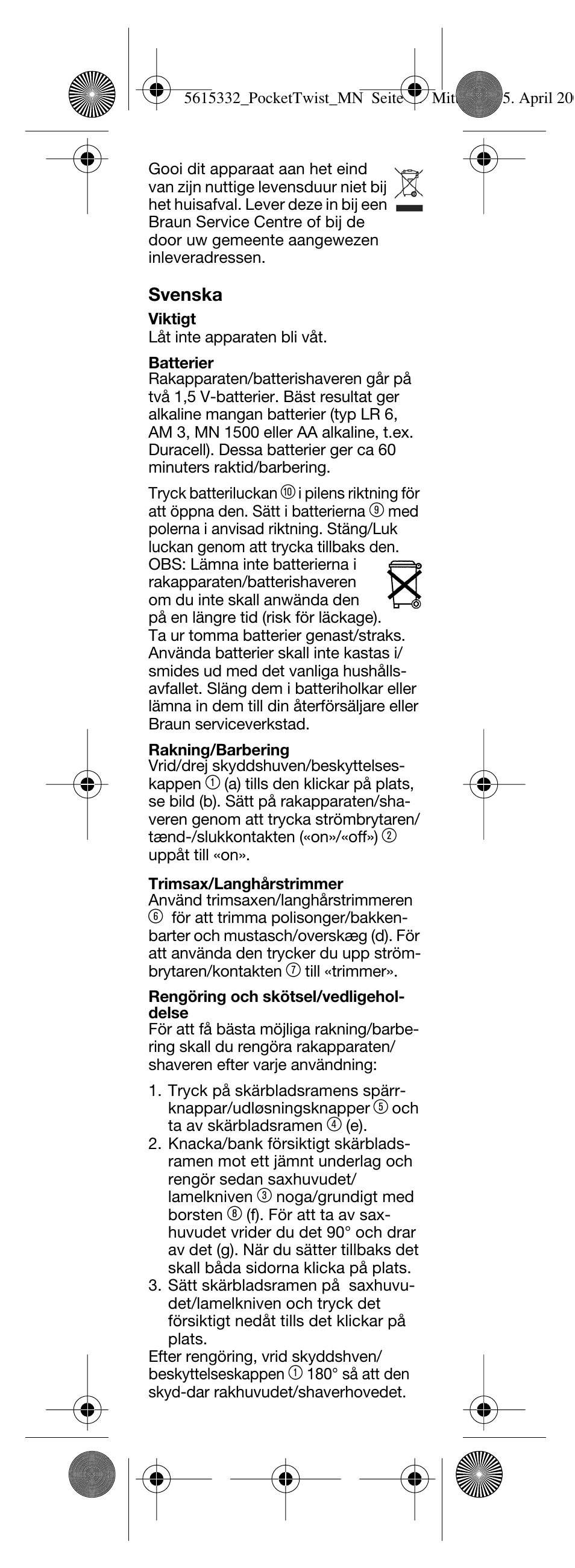 Braun 375 Pocket Twist plus User Manual | Page 12 / 24