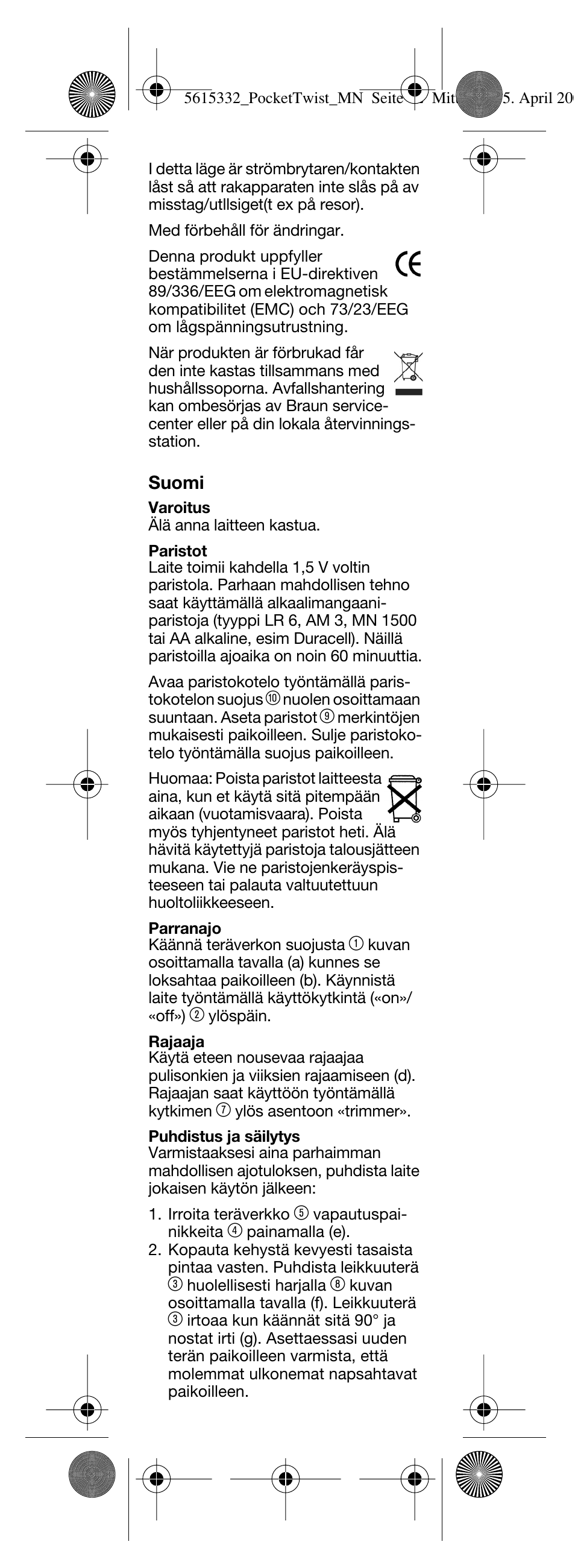 Braun 375 Pocket Twist plus User Manual | Page 13 / 24