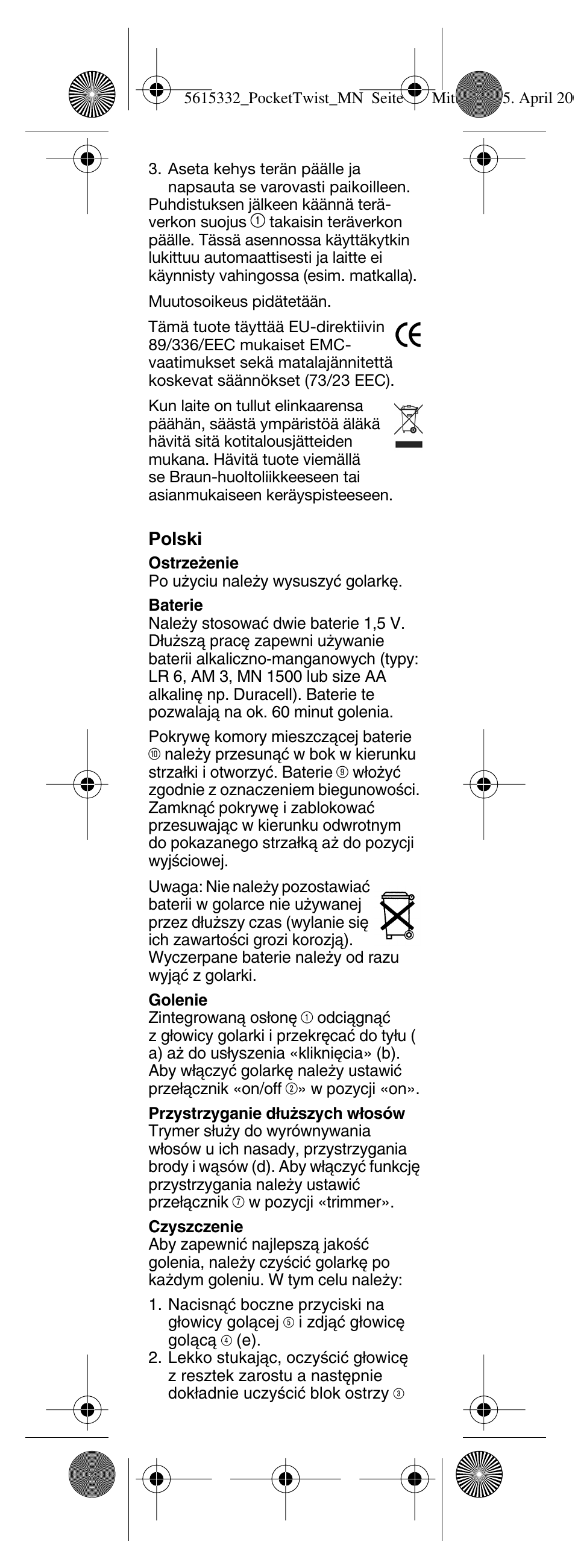 Braun 375 Pocket Twist plus User Manual | Page 14 / 24