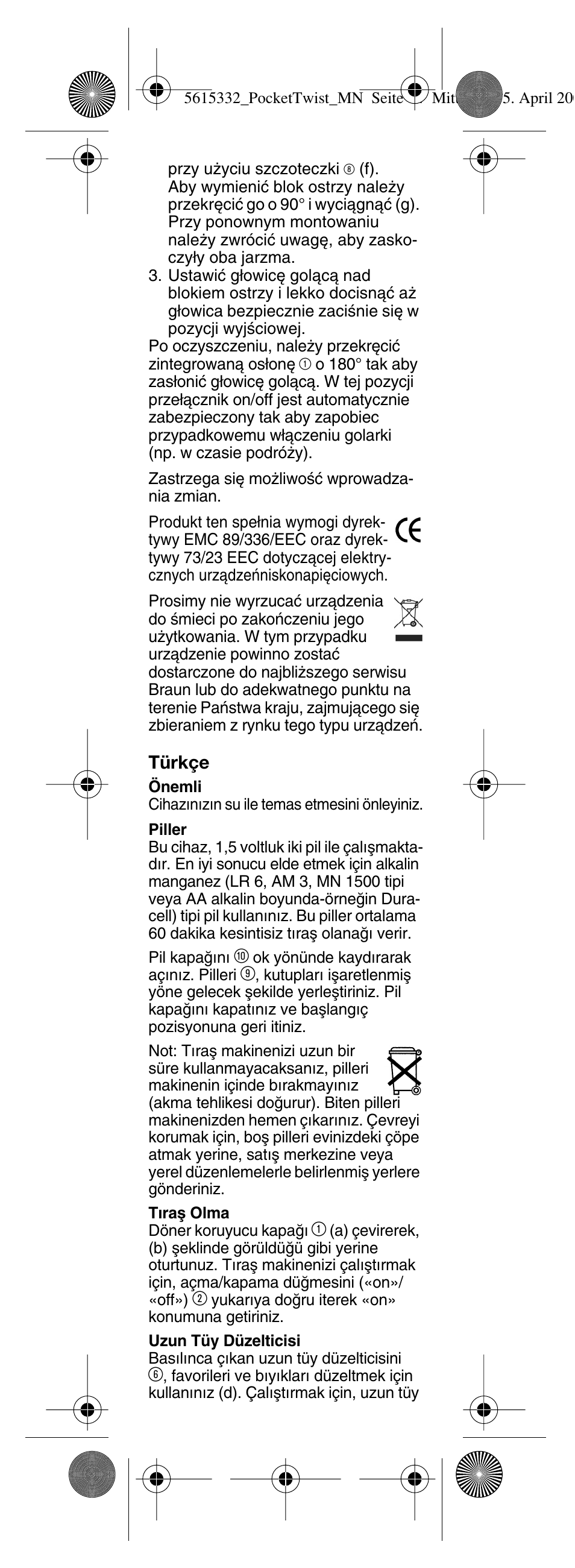 Braun 375 Pocket Twist plus User Manual | Page 15 / 24