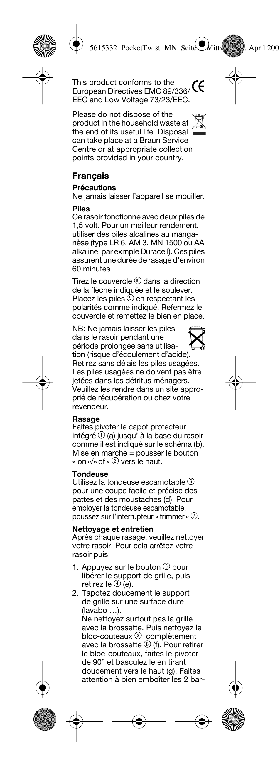 Braun 375 Pocket Twist plus User Manual | Page 6 / 24