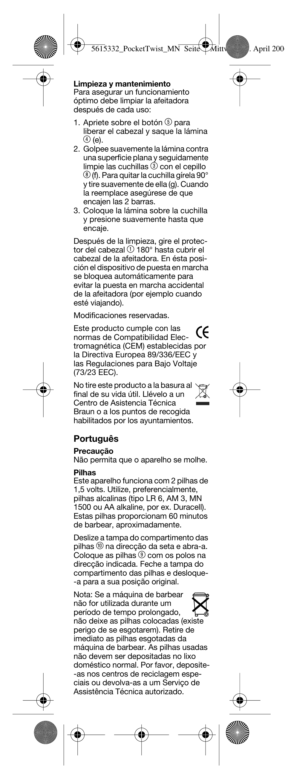 Braun 375 Pocket Twist plus User Manual | Page 8 / 24