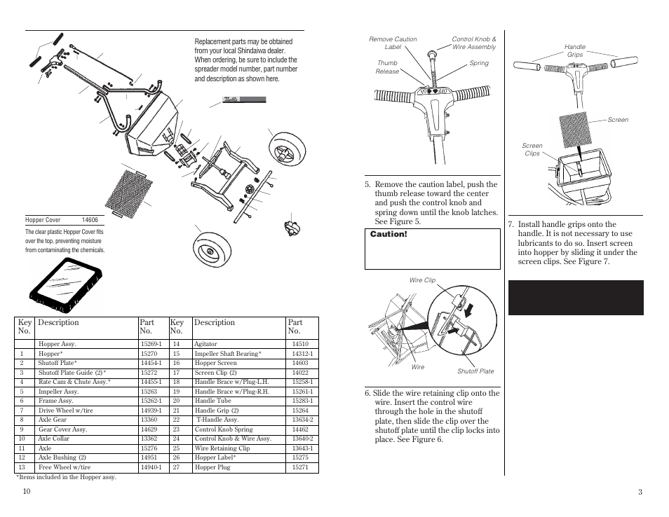 Assembly, continued, Parts | Shindaiwa 80045 User Manual | Page 5 / 8