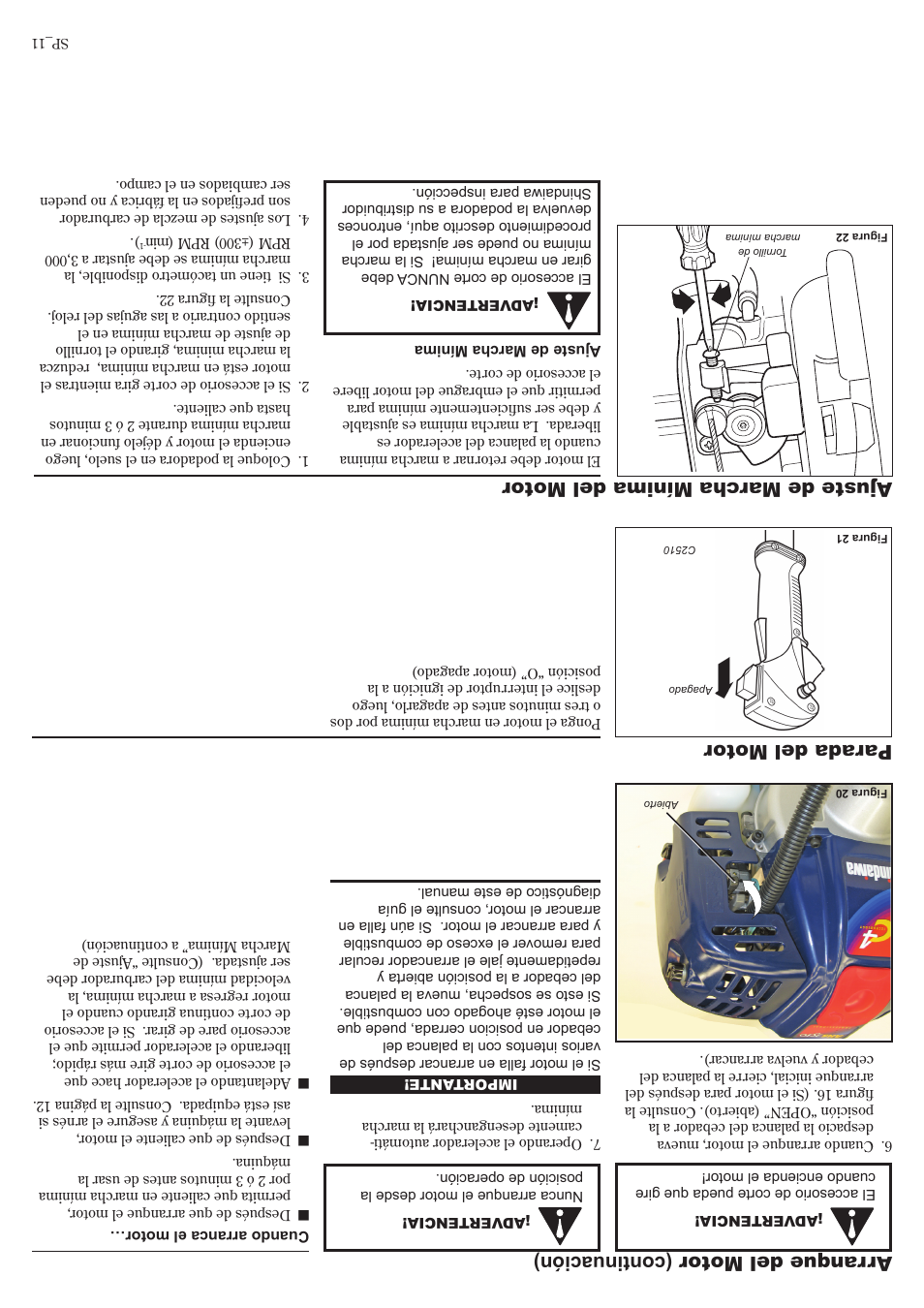 Arranque del motor (continuación) | Shindaiwa 81704 User Manual | Page 30 / 40