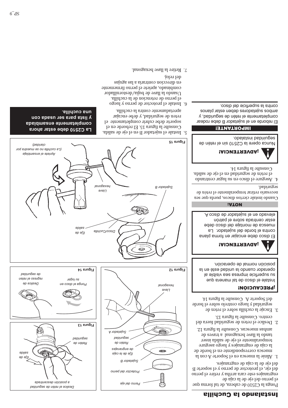 Instalando la cuchilla | Shindaiwa 81704 User Manual | Page 32 / 40