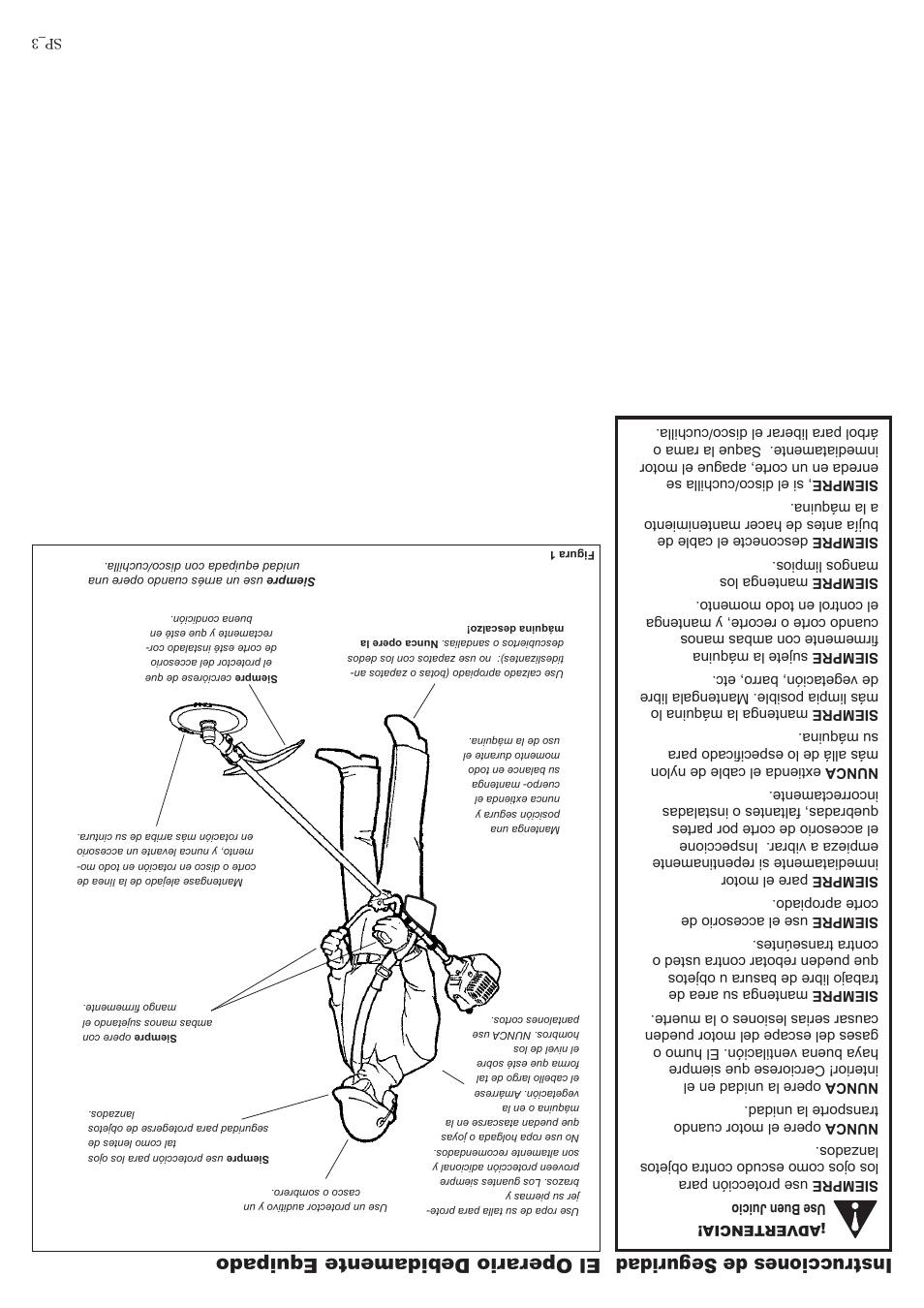 El operario de bidamente equipado, Instrucciones de se guridad | Shindaiwa 81704 User Manual | Page 38 / 40