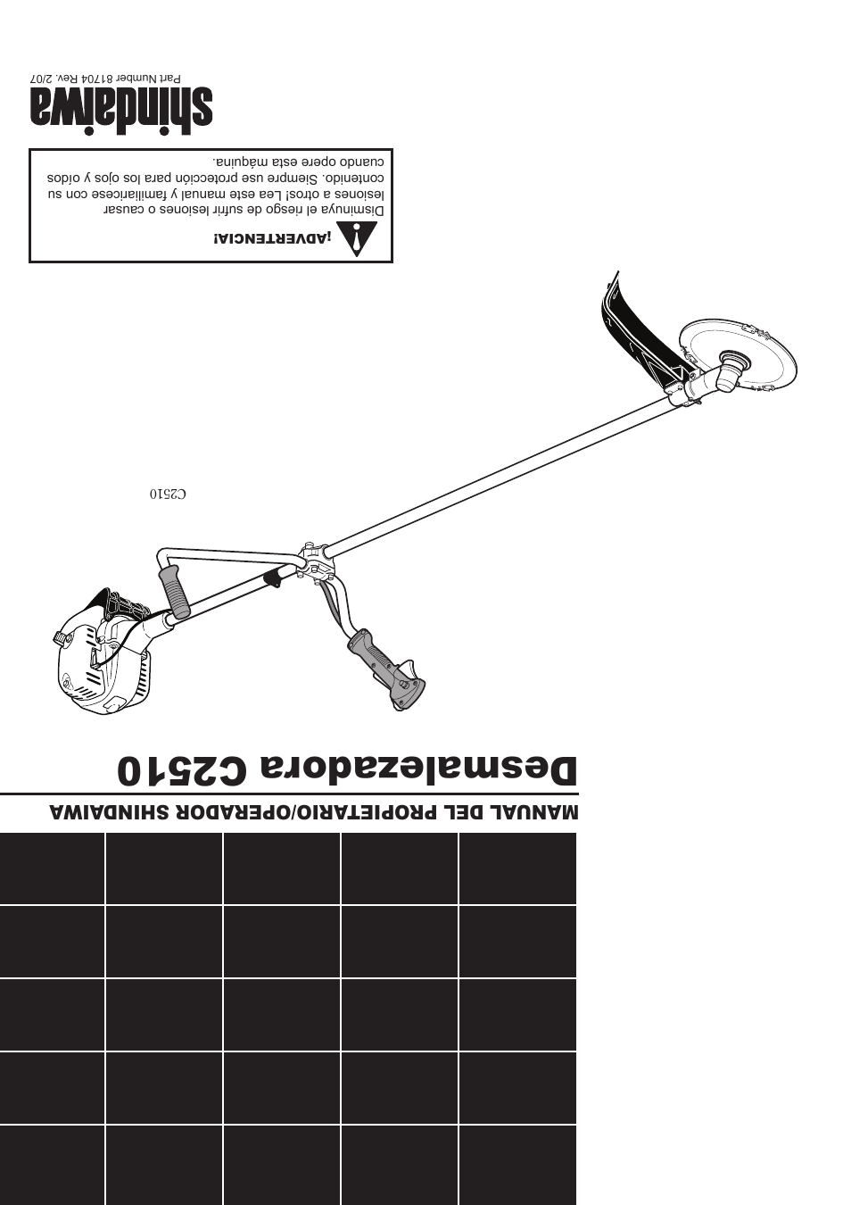 Desmalezadora c2510 | Shindaiwa 81704 User Manual | Page 40 / 40