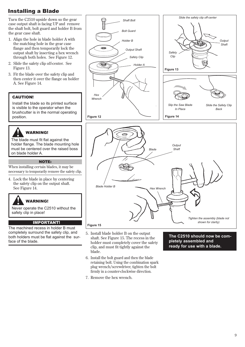 Installing a blade | Shindaiwa 81704 User Manual | Page 9 / 40