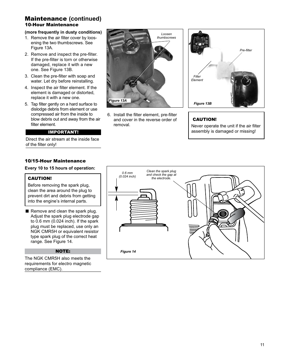 Maintenance (continued) | Shindaiwa GP344 User Manual | Page 11 / 24