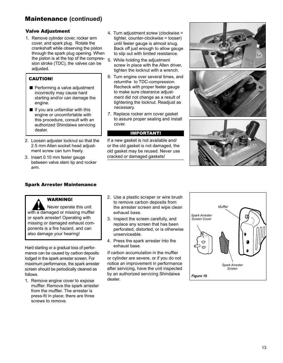 Maintenance (continued) | Shindaiwa GP344 User Manual | Page 13 / 24