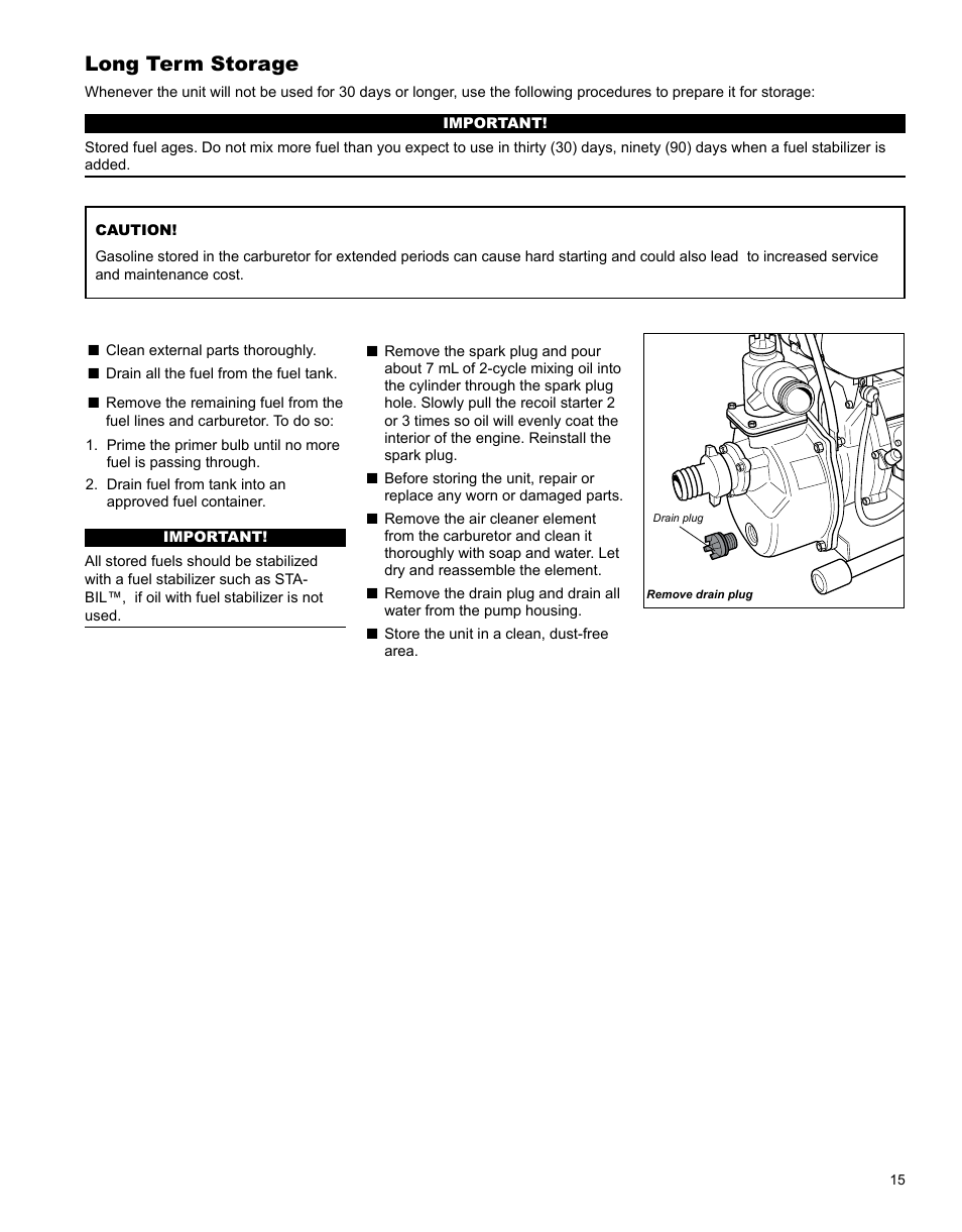 Long term storage | Shindaiwa GP344 User Manual | Page 15 / 24