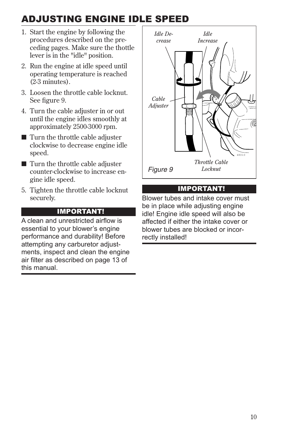 Adjusting engine idle speed | Shindaiwa 68241-94310 User Manual | Page 11 / 24