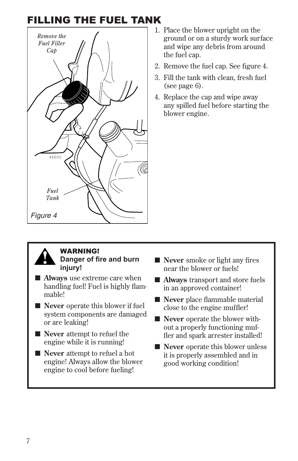 Filling the fuel tank | Shindaiwa 68241-94310 User Manual | Page 8 / 24