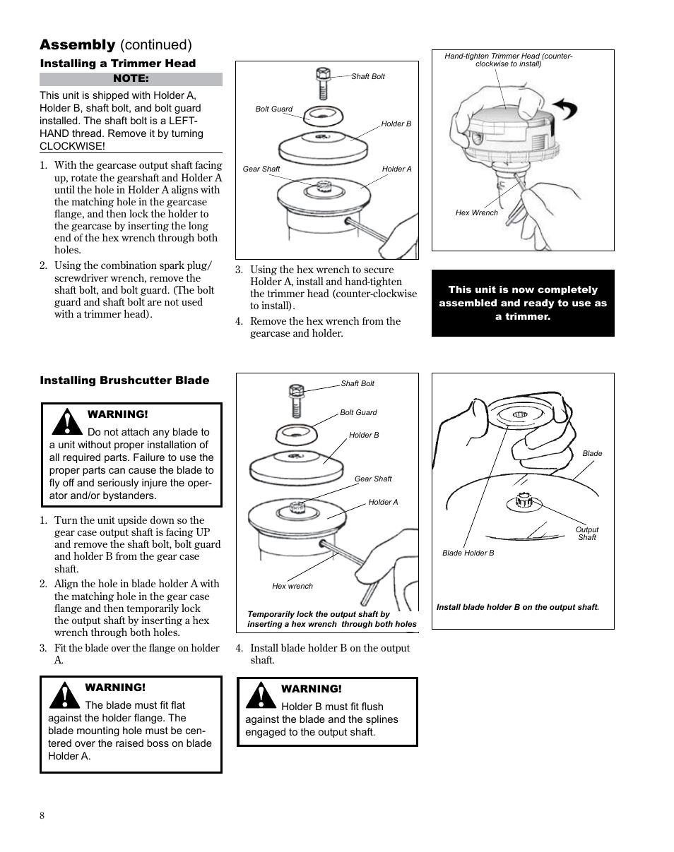 Assembly (continued) | Shindaiwa X7502825300 User Manual | Page 8 / 28