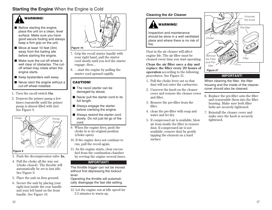 Starting the engine when the engine is cold | Shindaiwa 68002-94310 User Manual | Page 12 / 14