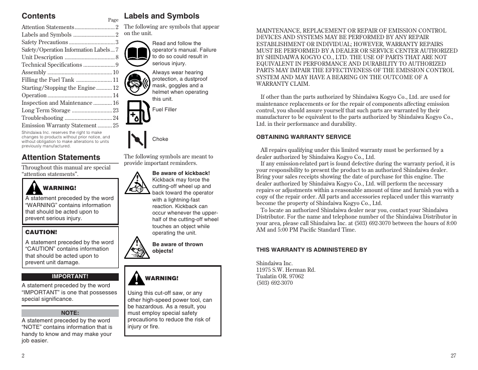 Shindaiwa 68002-94310 User Manual | Page 2 / 14