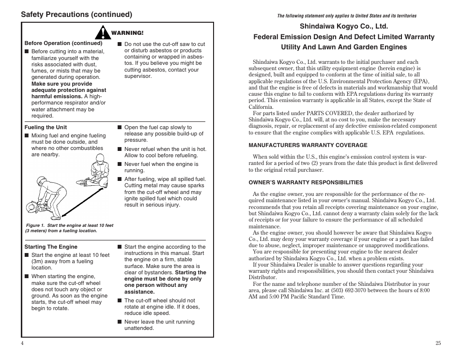 Safety precautions (continued) | Shindaiwa 68002-94310 User Manual | Page 4 / 14