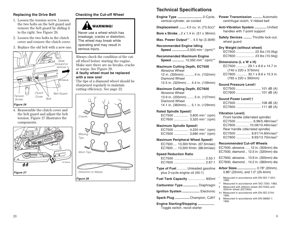 Technical specifications | Shindaiwa 68002-94310 User Manual | Page 9 / 14